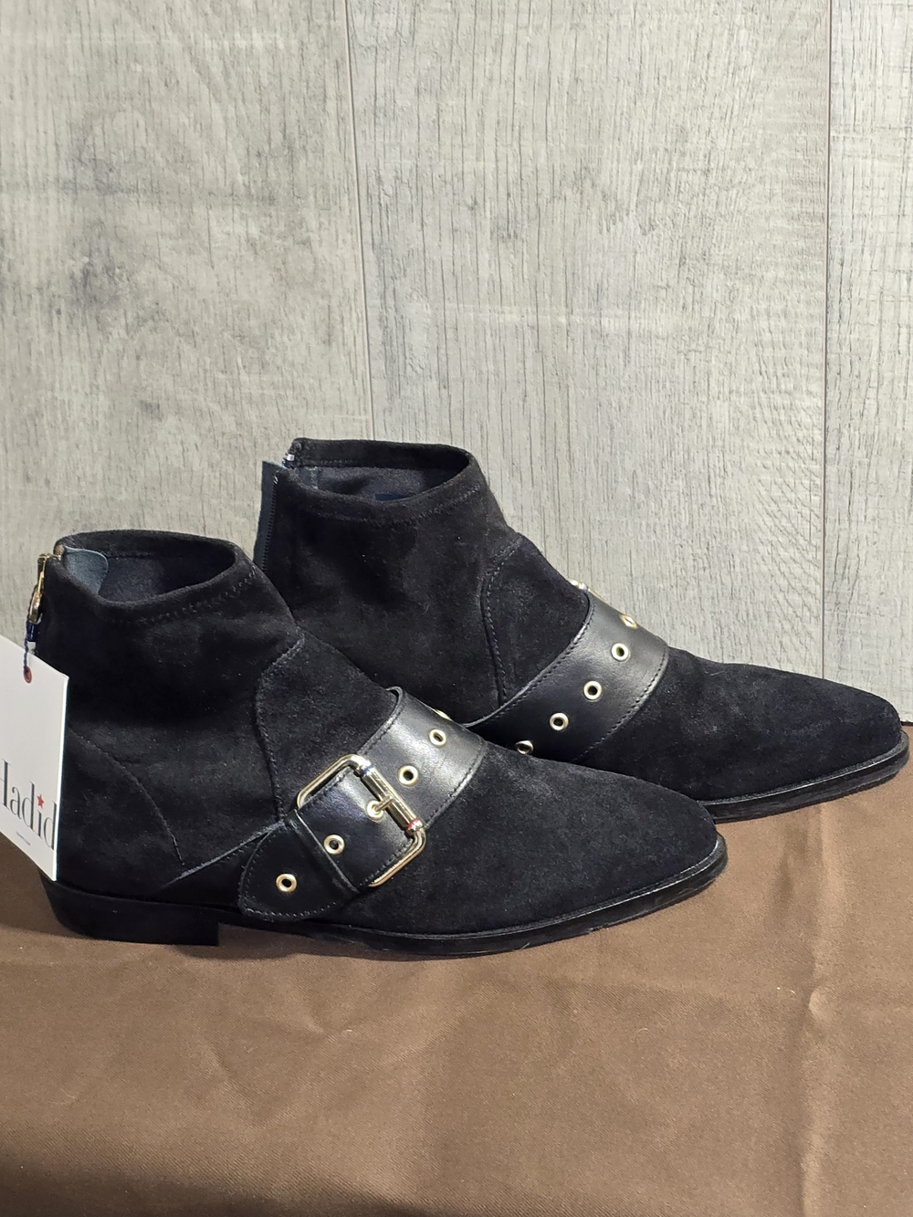 Black Suede Ankle Boots with Buckle Strap - Tommy Hilfiger xGIGI